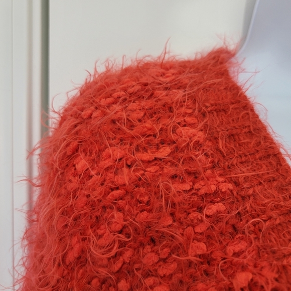 MOTH Anthropologie Red Cardigan Eyelash Sweater Buttons Pockets Soft Size XS - Picture 4 of 11